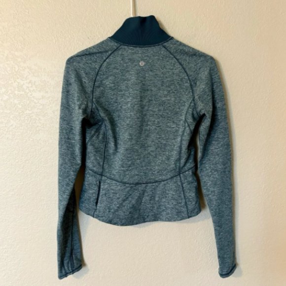 Lululemon SZ 8 Heathered Blue Always Alert 1/2 Zip Collared Jacket Reflective - Picture 9 of 10